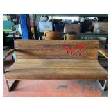 Antique wood & metal Woolco bench