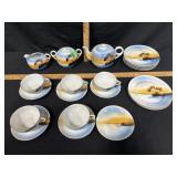 Japan scenic tea set- missing one cup