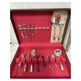 Miscell;aneous flatware with case