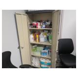 STORAGE CABINET IN BREAKROOM W/CONTENTS CLEANING