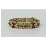 VINTAGE 18K DIAMOND & RUBY BRACELET