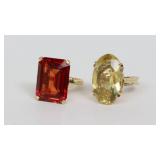 (2) 14K GEMSTONE RINGS