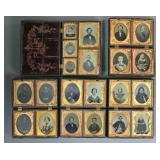 (21) AMBROTYPE PORTRAITS IN (5) QUAD+ UNION CASES