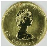 1980 1 OZ. GOLD CANADIAN MAPLE LEAF $50 COIN