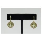 PAIR 18K CITRINE & DIAMOND DANGLE EARRINGS