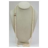 OPERA LENGTH PEARL NECKLACE WITH 14K DIAMOND CLASP