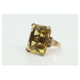 14K LARGE RETRO GOLDEN BERYL RING