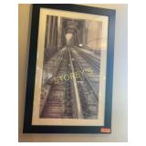 Framed Train Tracks Picture - 24 x 36