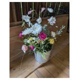 Artificial Flower Arrangement in metal bucket