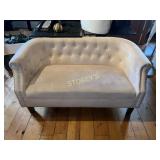 White / Peach Button Back Couch ~54 x 28