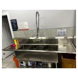 Tarrison S/S Triple Well Sink w/ Drain Boards & Pr