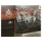 Tray w/ 9 Wine Glasses