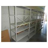 Metal shelving units, each unit with 6 shelves