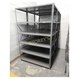 3 sections of metal industrial shelving,