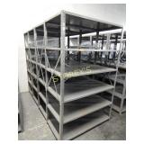 4 sections of metal industrial shelving,