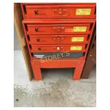 Kent, Etc. 4 Drawer Parts Cabinet & Contents