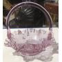 Fenton Pink Glass Basket w/ Roses 7 1/2" Tall