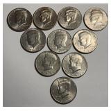 10 Kennedy Half Dollars - (2) 1971, 1973, 1976,