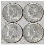 4 Silver Kennedy Half Dollars - 1967 P,   1968 D