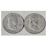 (2) 1963 D Silver Ben Franklin Half Dollars