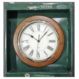 NIB Solid Wood Wall Clock 11" Round Clock