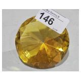 Large Amber Gem Stone Paperweight 3 1/2" Wide