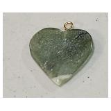 Green Heart Stone Pendant 1" Long