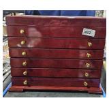 Wood 4 Drawer Jewelry Box w/ 2 Top Storage Area