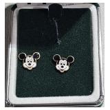 Disney Mickey Mouse Black & White Earrings w/