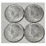 4 Silver Kennedy Half Dollars- 1967P,  (2) 1968D,