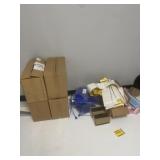 Blue plastic tags and barcode stickers and