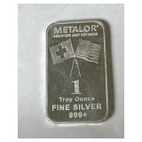 .999 1oz Silver Bar, Metalor