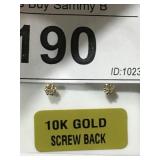 10k Gold & Stone Screw Back Earrings