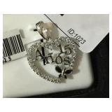 Sterling Silver Heart "Anos 15" Pendant 1" long