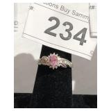 Sterling ring w/ White & Pink Stones sz 8