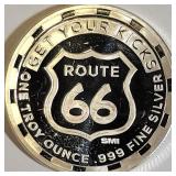 ONE TROY OUNCE .999 FINE SILVER "ROUTE 66" (B18)