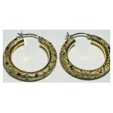 14KT YELLOW GOLD EARRINGS WITH ENAMEL 6.64 GRS