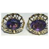 14KT YELLOW GOLD AMETHYST EARRINFS 4.81 GRS