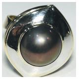 14KTTWO TONE GOLD BLACK PEARL RING 7.95 GRS