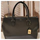 PP - RALPH LAUREN BLACK LEATHER DUAL HANDLE TOTE