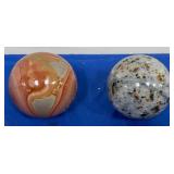 55 - PAIR OF MARBLE ORBS (F180)