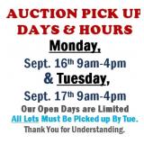 AUCTION PICK UP DAYS & HOURS