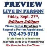 PREVIEW LIVE IN PERSON - Friday, September 27th