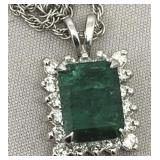 14KT WHITE GOLD 3.90CT EMERALD & .70CT DIAMOND