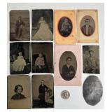 LARGE LOT OF ANTIQUE TINTYPE PHOTOGRAPHS 1800