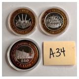 LOT OF VINTAGE 999 FINE SILVER CASINO STRIKES (A34