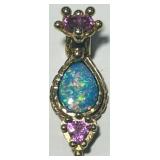 14KT YELLOW GOLD OPAL & TOURMALINE PENDANT 3.70 GS