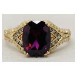 14KT ROSE GOLD 3.00CT GARNET & .65CT DIAMOND RING