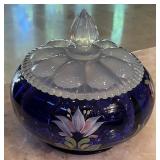 B - HAND PAINTED FENTON COVERED BOWL (K53)