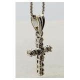 14KT WHITE GOLD .20CT DIAMOND CROSS PENDANT WITH